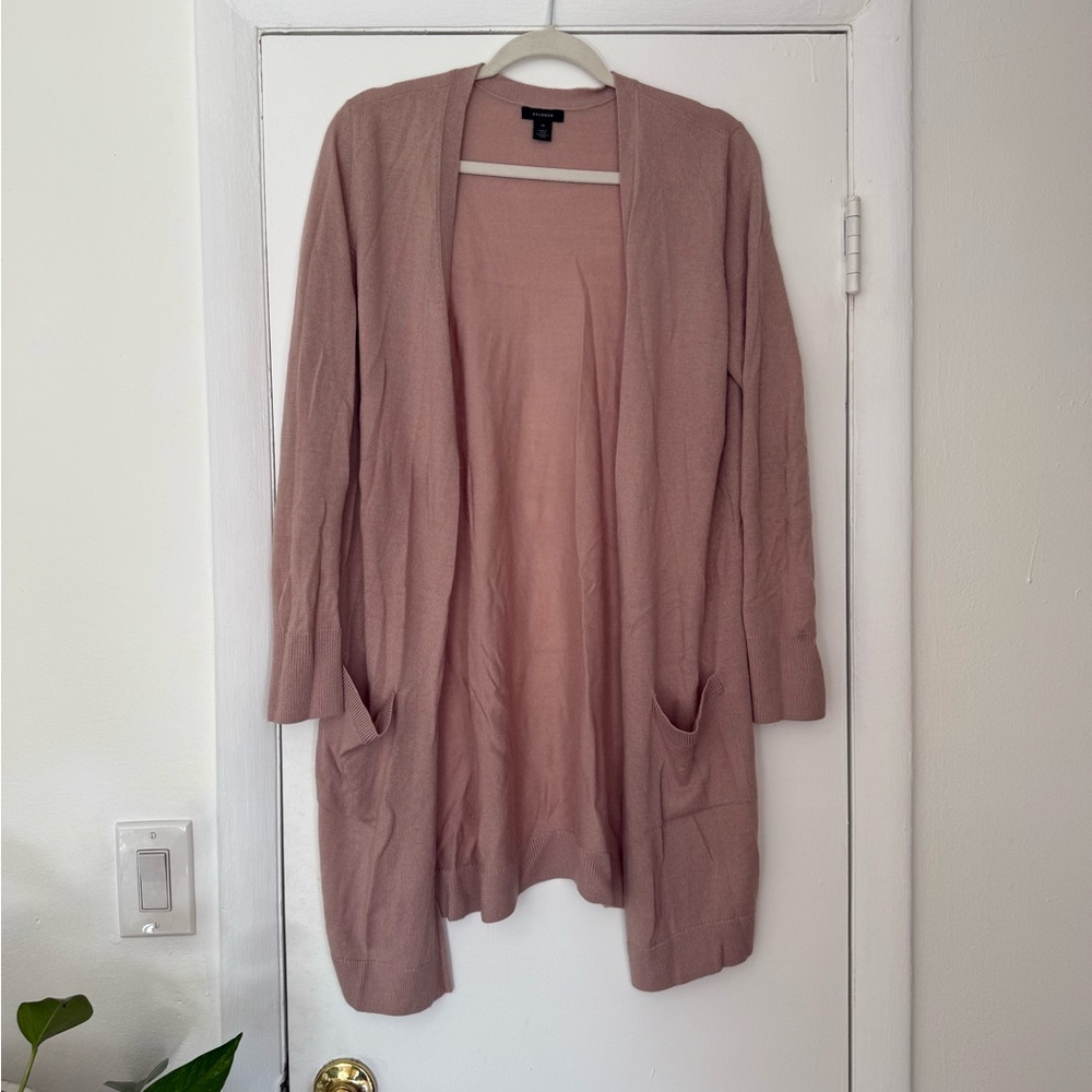 Women's Open Front Long Cardigan Sweater - Pink